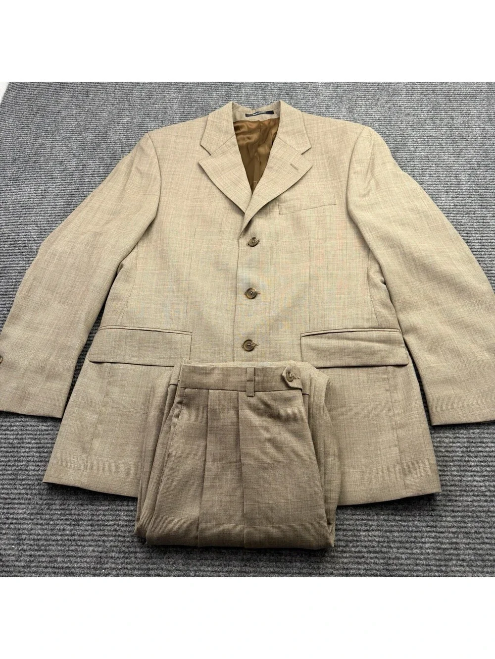 Vintage Chaps Ralph Lauren Suit 38R Wool Glen Plaid 2 Piece Double Pleated 32x31